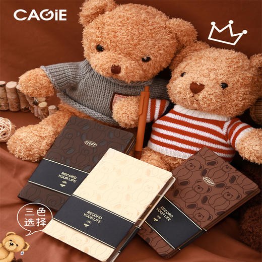 卡杰泰迪熊系列硬面压印金边本A6/CA6J-TD04记事本便携式女随身日记本可爱少女心笔记本子简约迷你手账本 商品图1