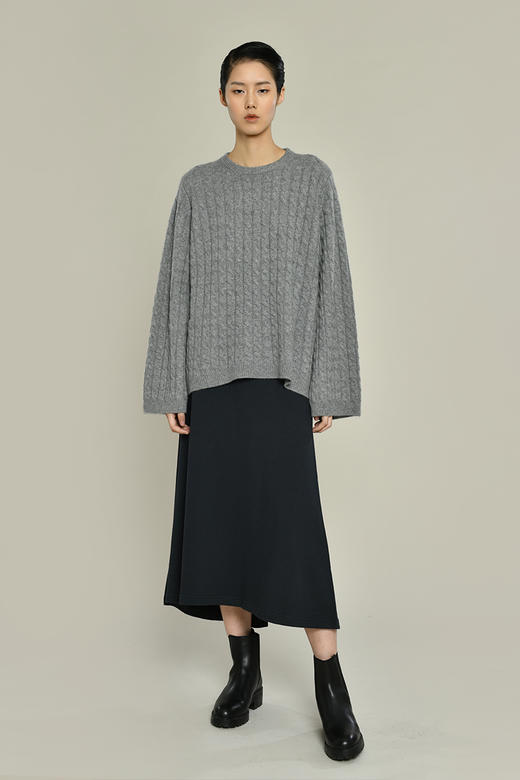 女士2021新款纯山羊绒衫廓形绞花套头衫 商品图6