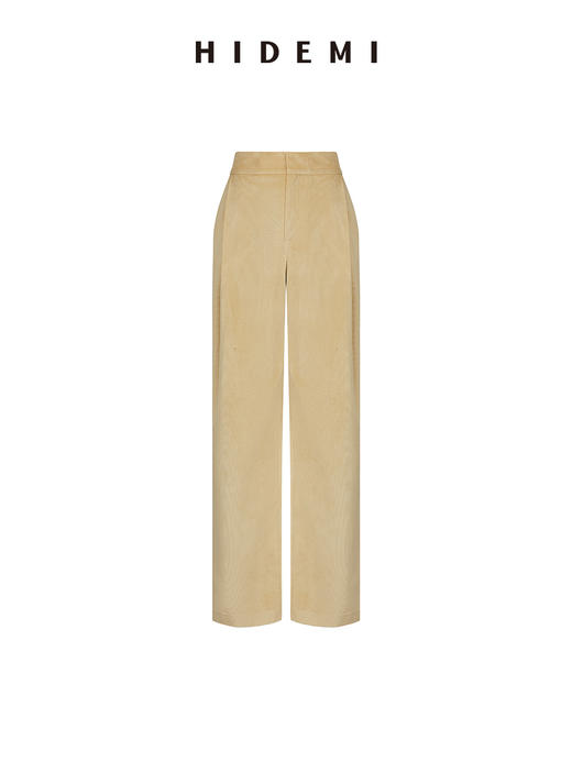 HIDEMI 简约廓形丝绒套装 衬衫/阔腿裤  米杏色/黑色 商品图9