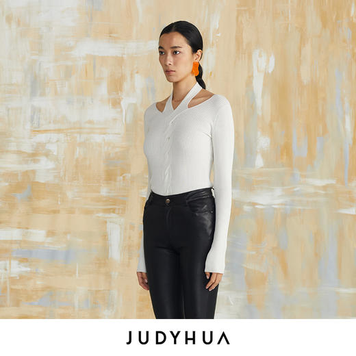 JUDYHUA 前领绞花设计针织上衣 JHB3M013 商品图1