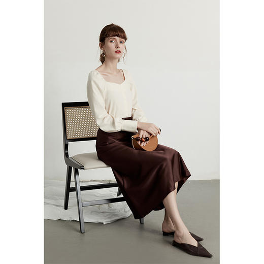 HeyDress丝缎半身裙中长款女春时尚复古高腰显瘦垂感半裙黑色斜裁裙子 商品图2