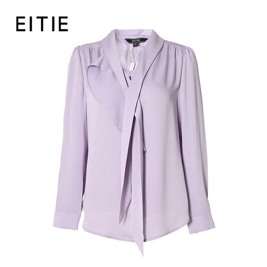 EITIE爱特爱秋季新款时尚通勤简约舒适显瘦系带衬衫女上衣6713401 商品图5