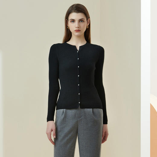 METTE2021年秋冬新品女士100%羊毛开衫时尚修身显瘦薄款针织外套 商品图1