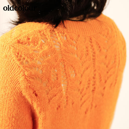 oldcolour秋季钉钻镂空休闲气质纯色外穿针织衫女M33052342 商品图3