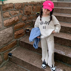 女童套装字母印花韩版卫衣加长裤21秋装新款童装=3-8岁