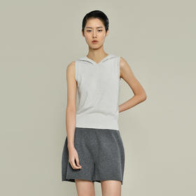 女士2021新款纯山羊绒连帽无袖针织背心