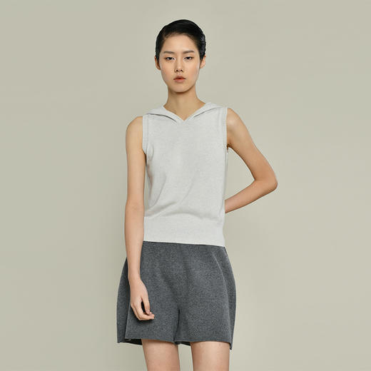 女士2021新款纯山羊绒连帽无袖针织背心 商品图0