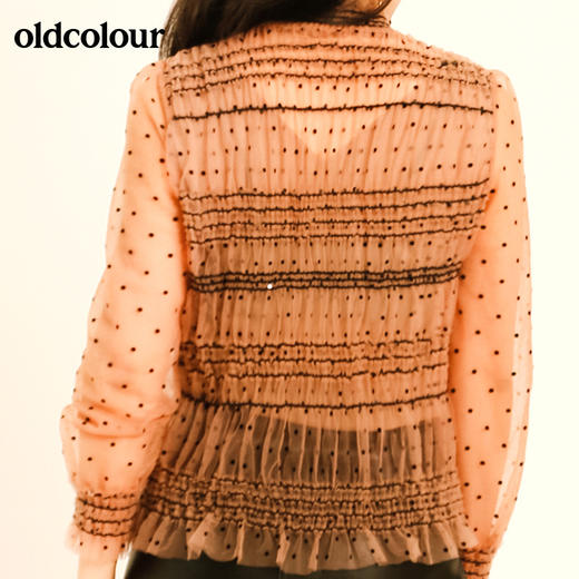 oldcolour秋季修身波点蕾丝长袖套头衫M33013353 商品图3