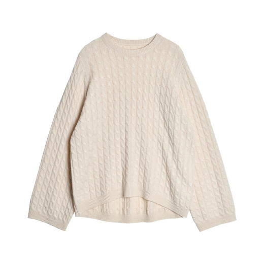 女士2021新款无染色羊绒廓形绞花套头衫 商品图4