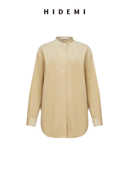 HIDEMI 简约廓形丝绒套装 衬衫/阔腿裤  米杏色/黑色 商品图7