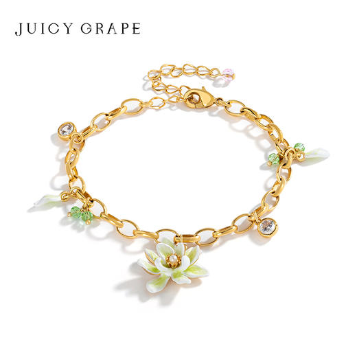 Juicy Grape栀子花开系列珐琅花朵手链女原创气质百搭时尚手镯潮 商品图0