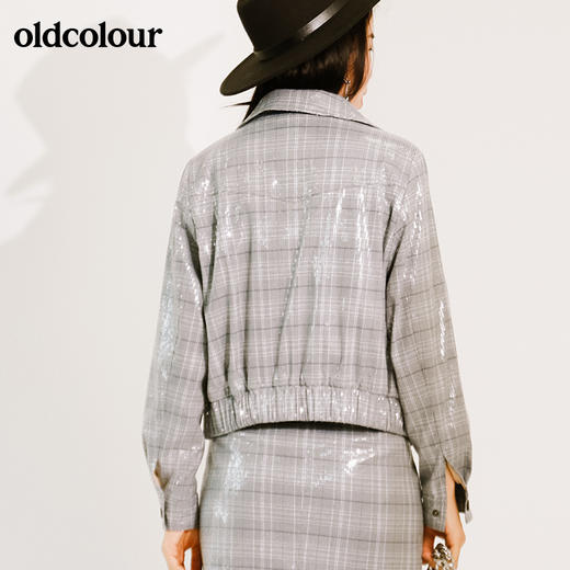 oldcolour秋季亮面格子宽松休闲短外套M34041415 商品图3