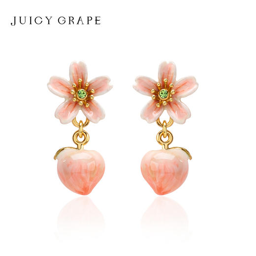Juicy Grape 水蜜桃耳环女夏季款甜美可爱设计感桃花耳坠气质耳钉桃子耳饰耳夹 商品图0