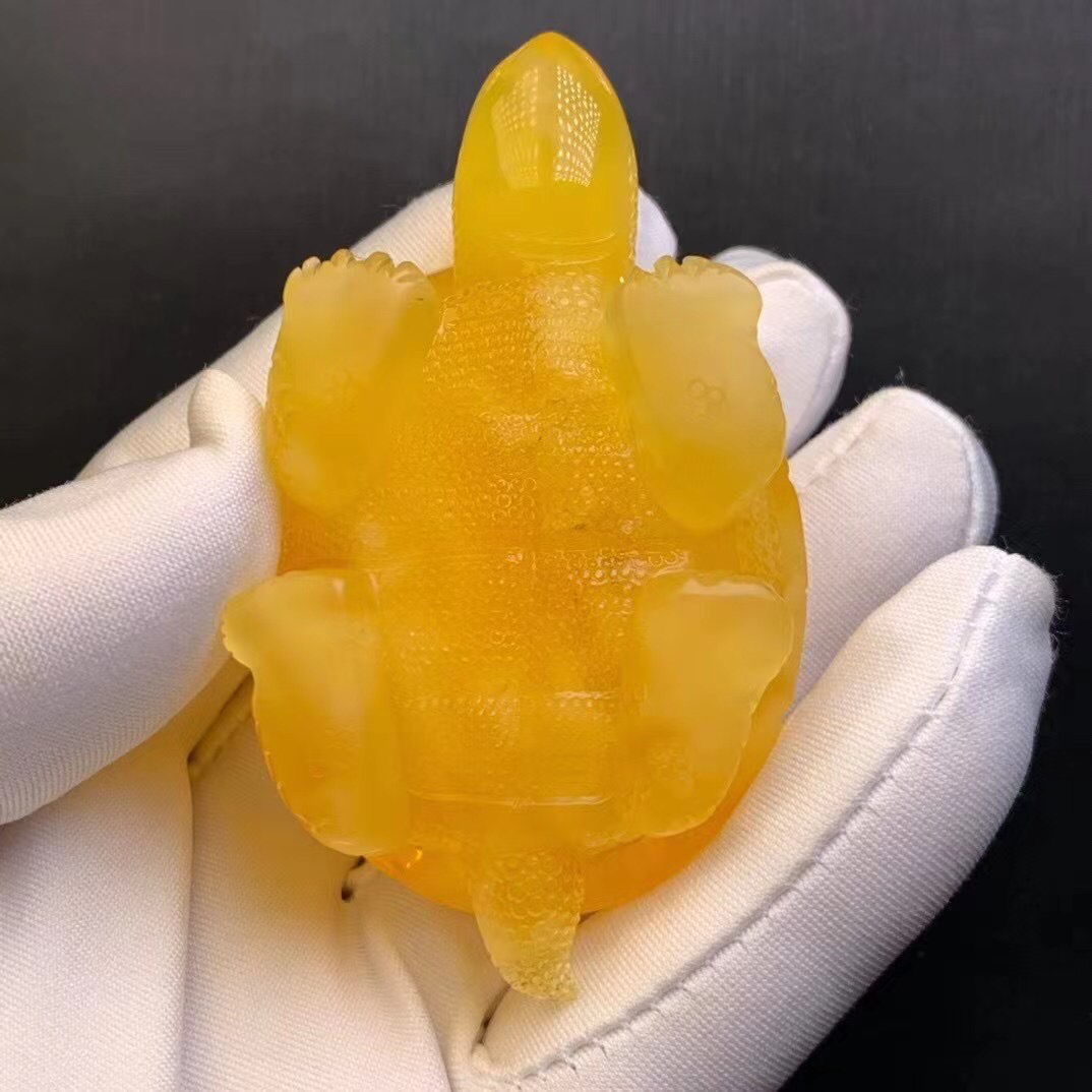 【9月】满蜜鸡油黄蜜蜡寿龟手把件雕件40.5g