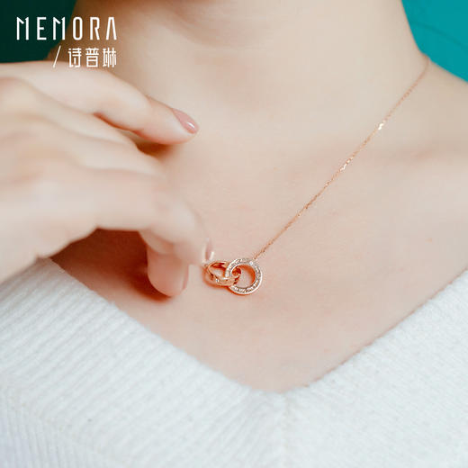 【积分抵值】时光印记玫瑰18K金钻石项链双环套链DN109103、DN0231 商品图5