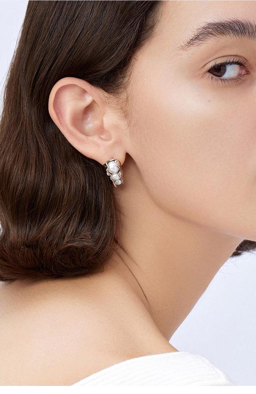 金属珍珠法式耳钉 商品图2