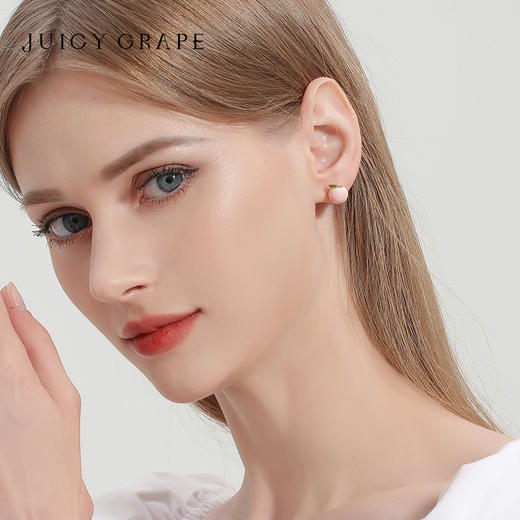 Juicy Grape 水蜜桃耳钉女甜美可爱少女气质简约不对称桃花耳饰桃子耳环耳环女 商品图3