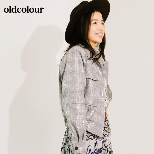 oldcolour秋季亮面格子宽松休闲短外套M34041415 商品图2