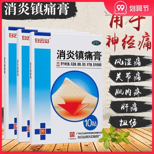 白云山 消炎镇痛膏10贴消炎镇痛神经痛 风湿痛 肩痛 扭伤关节痛 商品图0