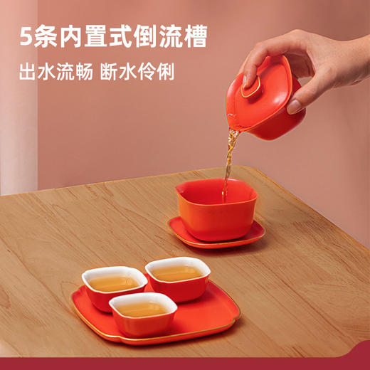 【采购专享】宫里的世界&泊喜 四合如意 盖碗茶具套装 一壶四杯 商品图3