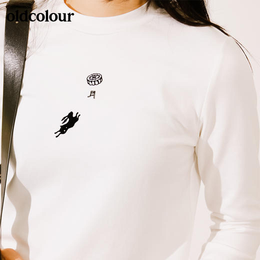 oldcolour秋季棉弹修身显瘦长袖打底衬衫T恤M34023449 商品图2