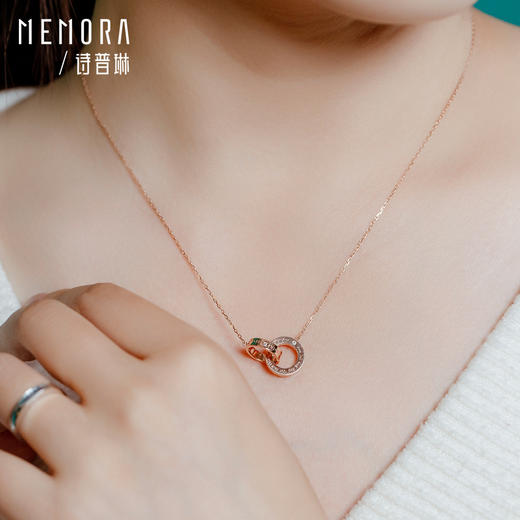【积分抵值】时光印记玫瑰18K金钻石项链双环套链DN109103、DN0231 商品图2