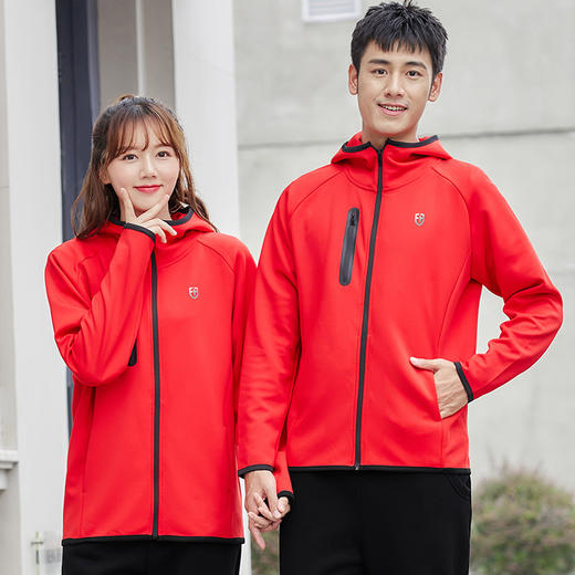 自由基地新款卫衣带帽垂坠感抗皱拉链外套反光小logo印花 NMT-1703 商品图0