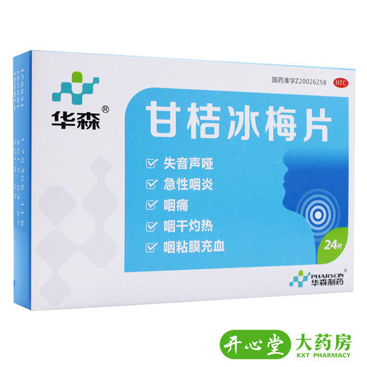 华森甘桔冰梅片24片 柑橘冰梅片失音声哑急性咽炎咽痛咽干灼热 商品图2