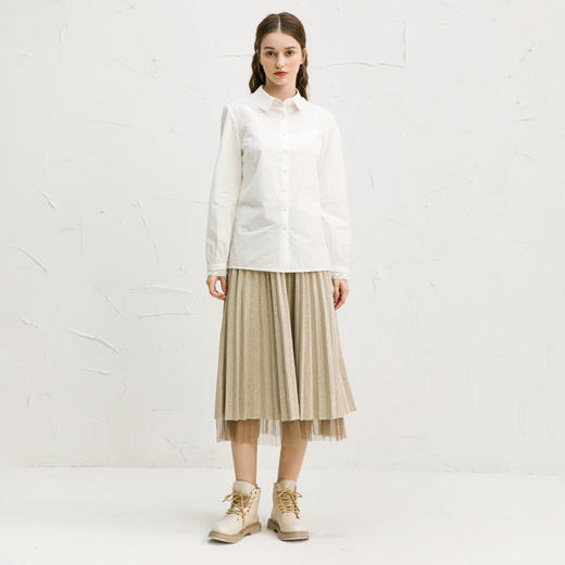 Famecoco范可儿法式衬衫白色气质秋冬纯棉衬衣女士F218BH006 商品图4