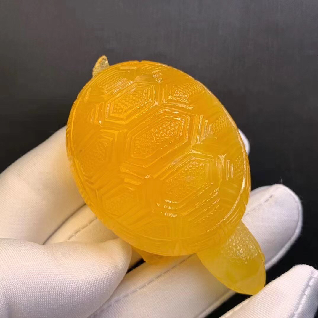 【9月】满蜜鸡油黄蜜蜡寿龟手把件雕件40.5g