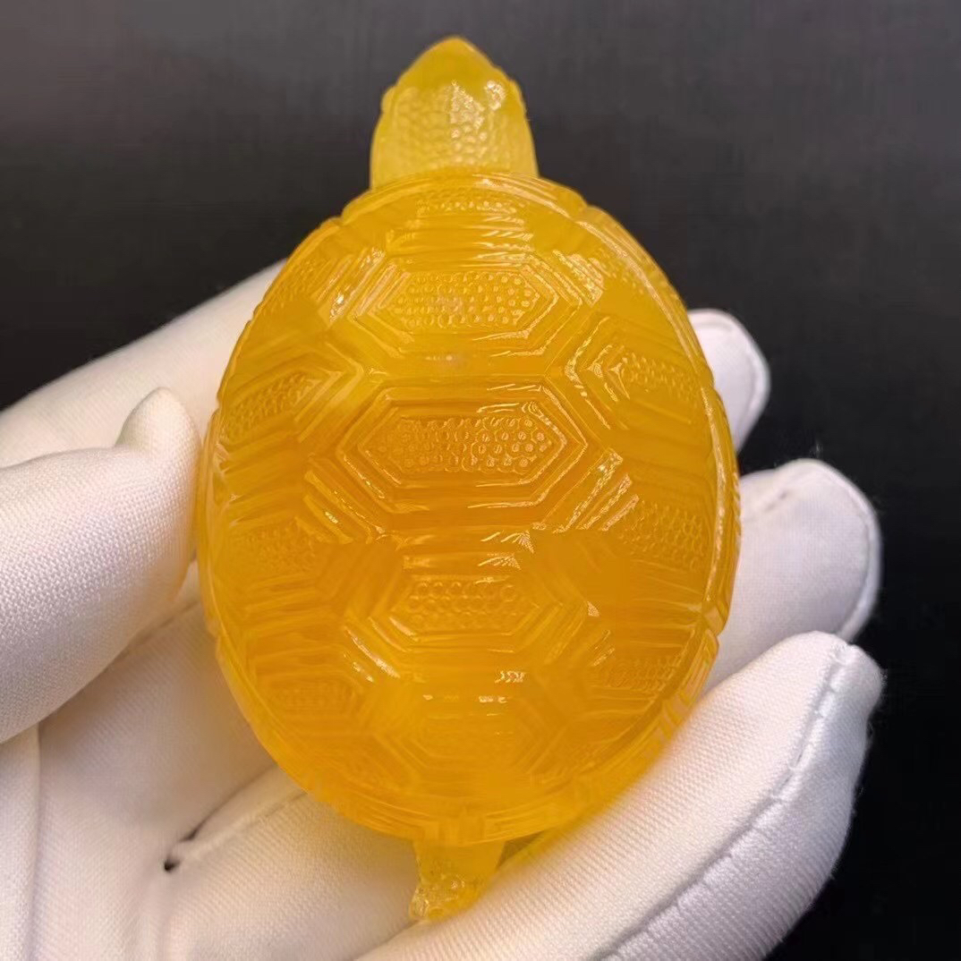 【9月】满蜜鸡油黄蜜蜡寿龟手把件雕件40.5g