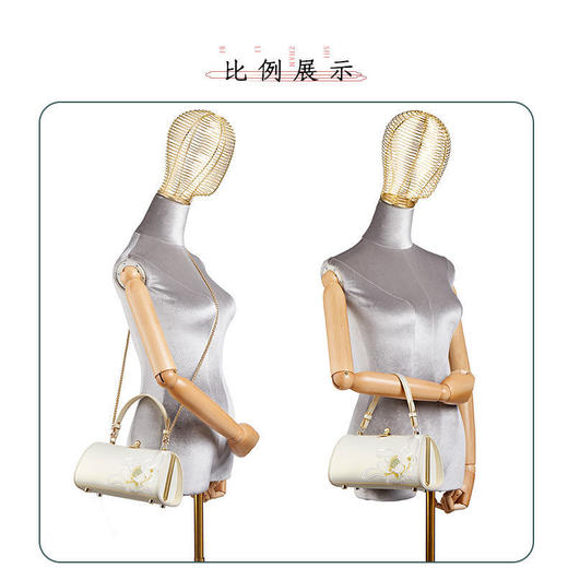 中国风白色配旗袍包莲花刺绣女士手提夹子包 商品图7