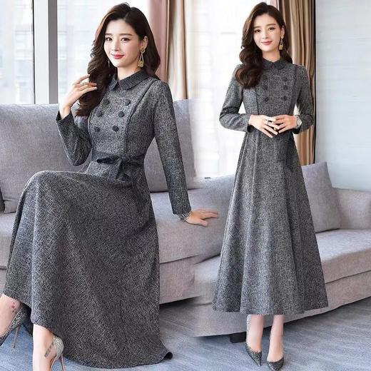 TZW-秋季气质时髦小香风长袖过膝长裙 商品图0