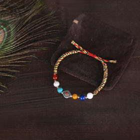 多宝手串‧五彩金刚结手串 本命年手链925足银配天然幸运宝石原创