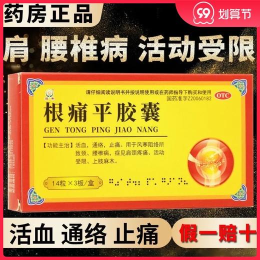 恒帝 根痛平胶囊 0.4g*42粒/盒活血通络止痛腰椎病颈肩疼痛 商品图0