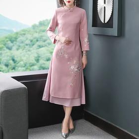 YFN-19311新款女装中国风刺绣连衣裙