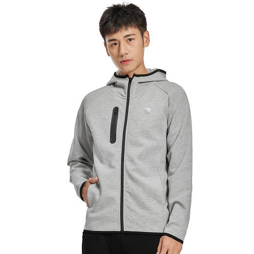 自由基地新款卫衣带帽垂坠感抗皱拉链外套反光小logo印花 NMT-1703 商品图2