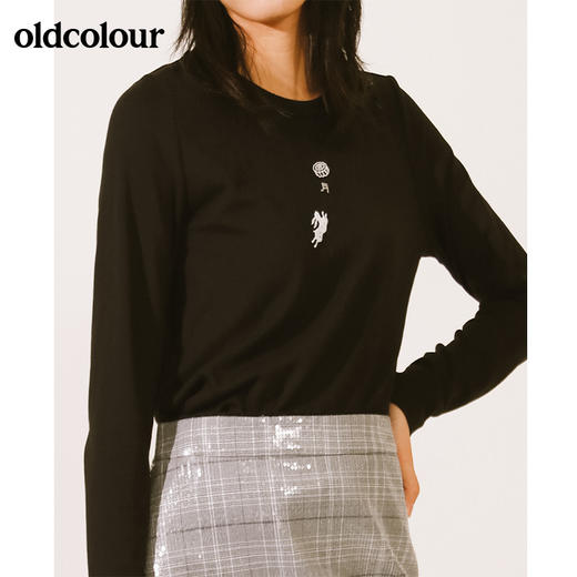 oldcolour秋季棉弹修身显瘦长袖打底衬衫T恤M34023449 商品图3