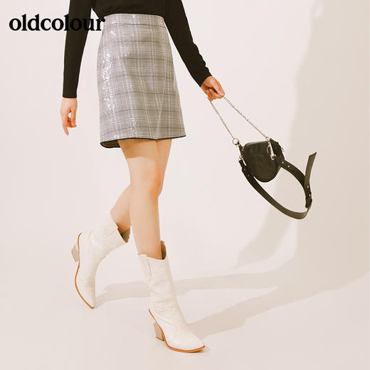 oldcolour秋季亮片格子半身短裙M34061431 商品图1
