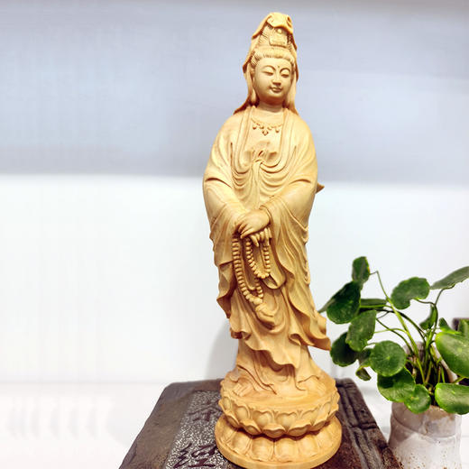 25cm原木自在观音（拿珠）°黄杨摆件 商品图1
