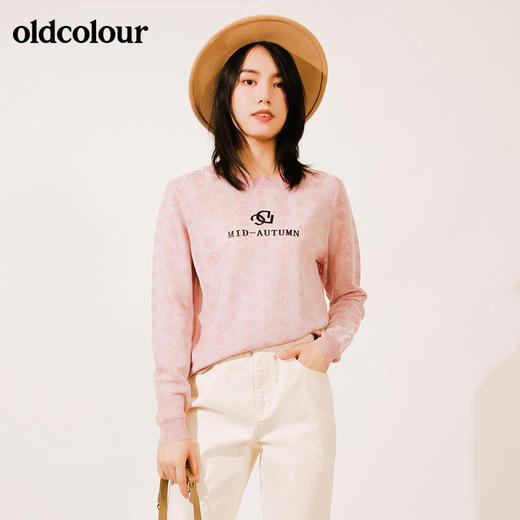 oldcolour秋季亮丝印花套头针织衫T恤女M34052413 商品图0