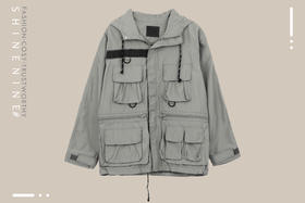 P939072206多口袋装饰工装风帽衫夹克