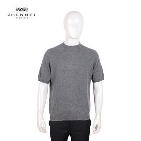 珍贝精编羊绒一寸圆领男短袖11578