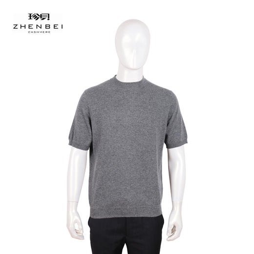 珍贝精编羊绒一寸圆领男短袖11578 商品图0
