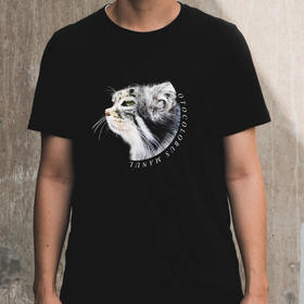 萌宠兔狲中国风手绘飞天插画纯棉印花圆领夏季百搭短袖t恤