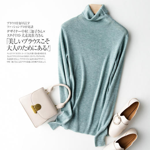 【都市摩登 温柔治愈系】2021秋冬新款韩版修身百搭高领针织衫堆堆领打底毛衣女 商品图6