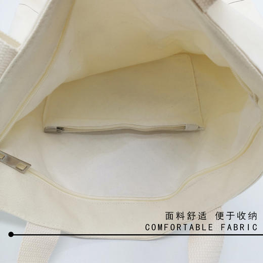 雪豹简约风单肩休闲拉链帆布包手提包 商品图3