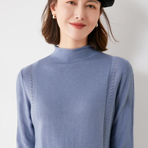 【法式浪漫】针织打底衫女内搭洋气镂空毛衫上衣2021年新款半高领毛衣女秋装 商品图8