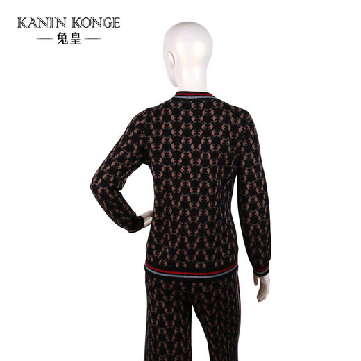 兔皇羊绒高圆领提花女套衫T81668 商品图1