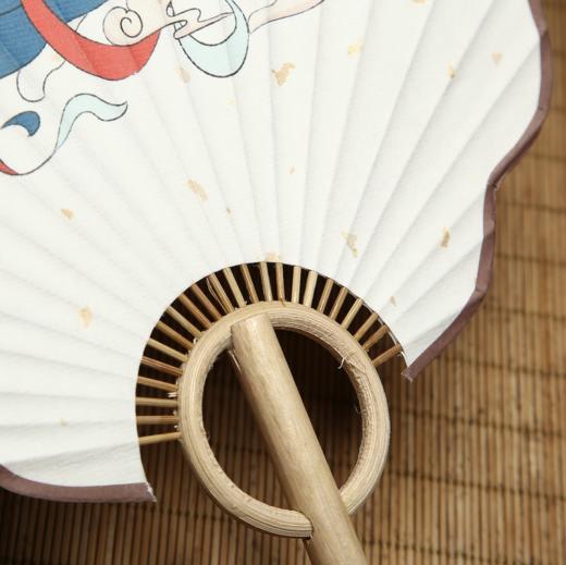 兔狲中国风古典飞天系列长柄手工宣纸团扇 商品图6